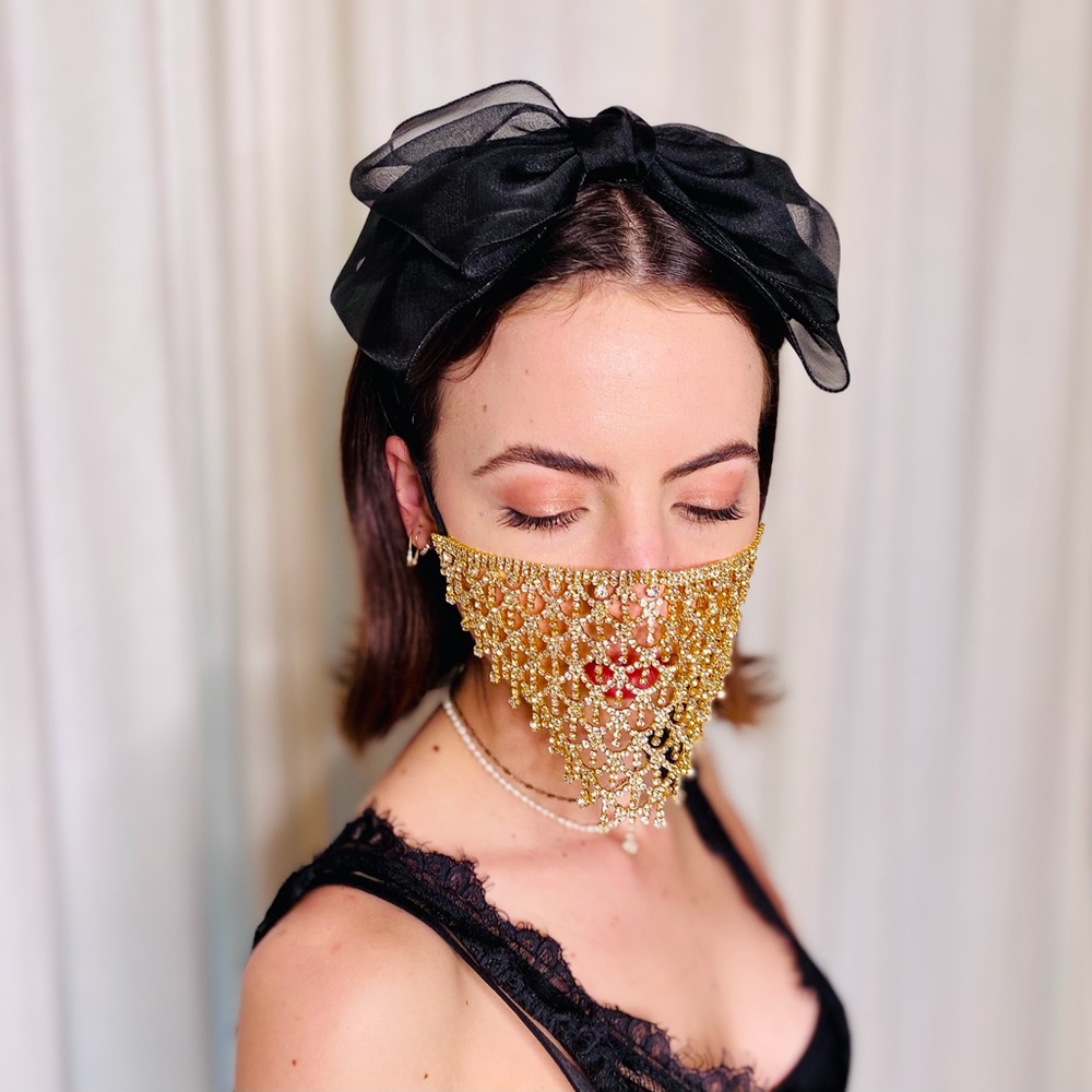 New! Rhinestone Chandelier Face Cover
